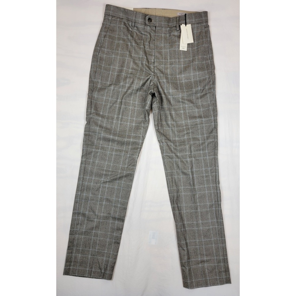 Banana Republic Vitale Barberis Canonico Wool Flannel Plaid Pants 33R (36x32)